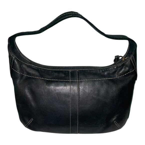 VINTAGE COACH ERGO BLACK LEATHER FRONT POCKET HALF MOON SHOULDER BAG - Picture 2 of 16